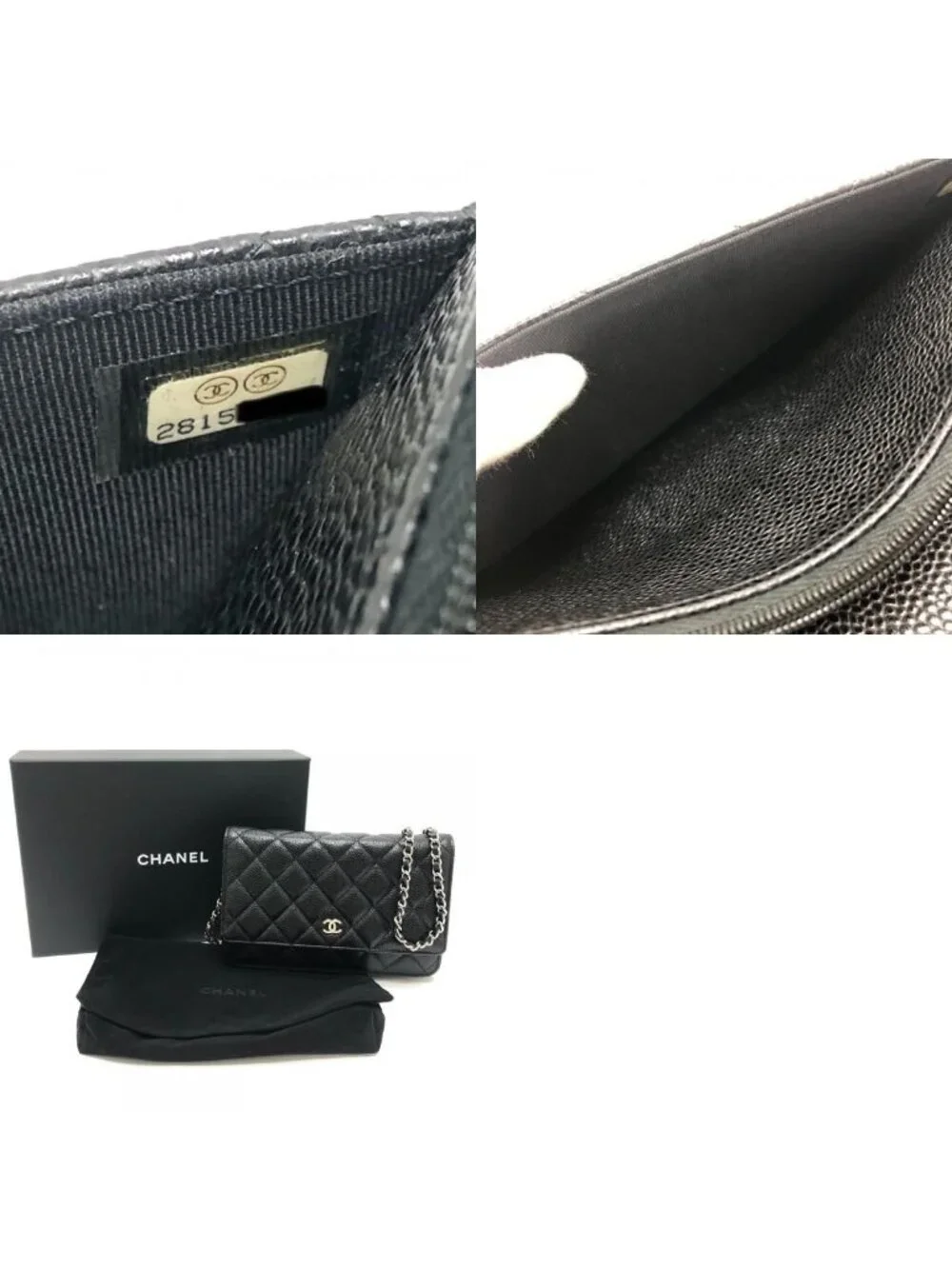 Chanel Shoulder Bag CC Logo Classic Caviar Leather Black